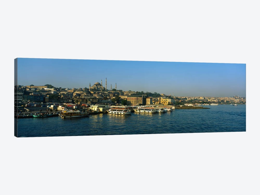 Boats moored at a harborIstanbul, Turkey by Panoramic Images 1-piece Canvas Print