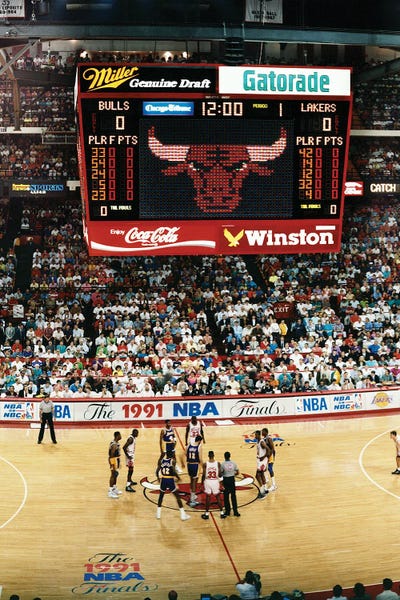 Chicago: Center Crop, Game 1, 1991 NBA Finals, Chicago Stadium, IL Bulls Vs Lakers by Panoramic Images