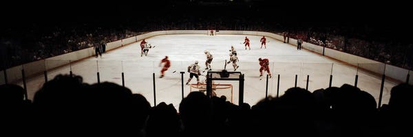 Canvas Print: Chicago Blackhawks Hockey Game At The Old Stadium, Chicago, Il, USA by Panoramic Images