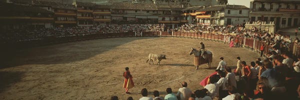 Spectators Watching Bullfighting In A Stadium, Spain