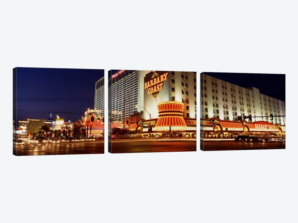 USA, Nevada, Las Vegas, Buildings lit up at night by Panoramic Images 3-piece Art Print