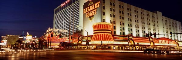 Nevada: USA, Nevada, Las Vegas, Buildings lit up at night by Panoramic Images