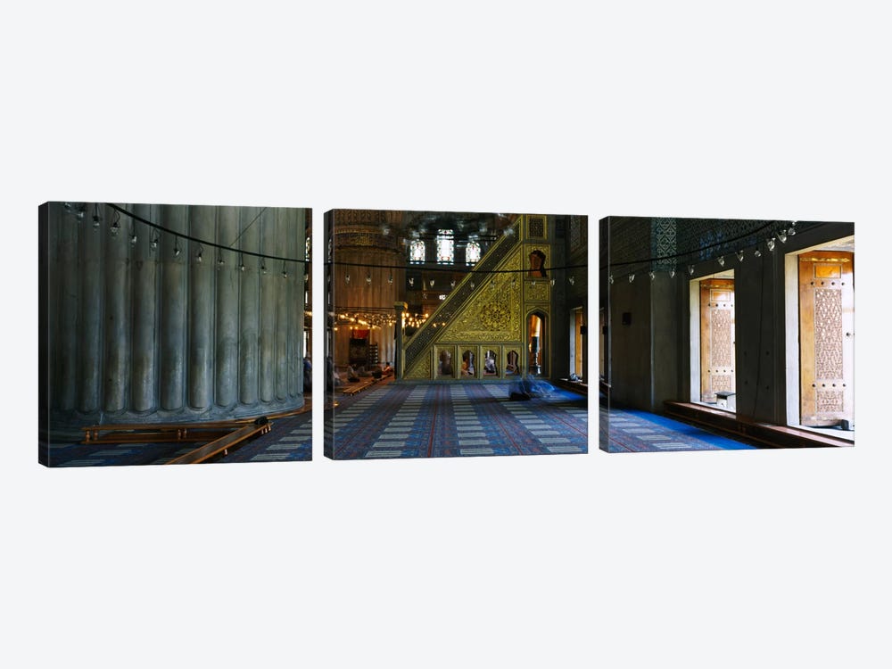 Interiors of a mosqueBlue Mosque, Istanbul, Turkey by Panoramic Images 3-piece Canvas Artwork