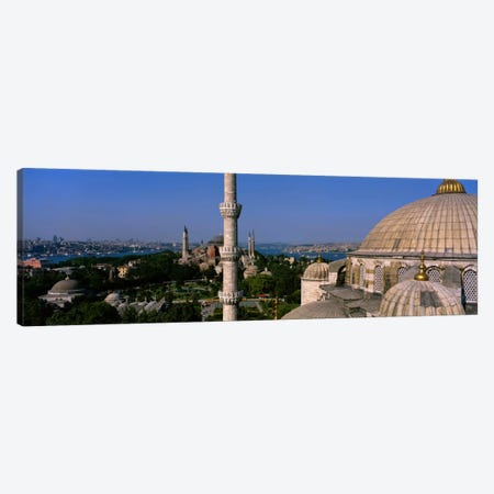 High-Angle View Of Ayasofia Camii (Hagia Sophia) & Sultan Ahmet Camii (Blue Mosque), Istanbul, Turkey Canvas Print #PIM1694} by Panoramic Images Art Print