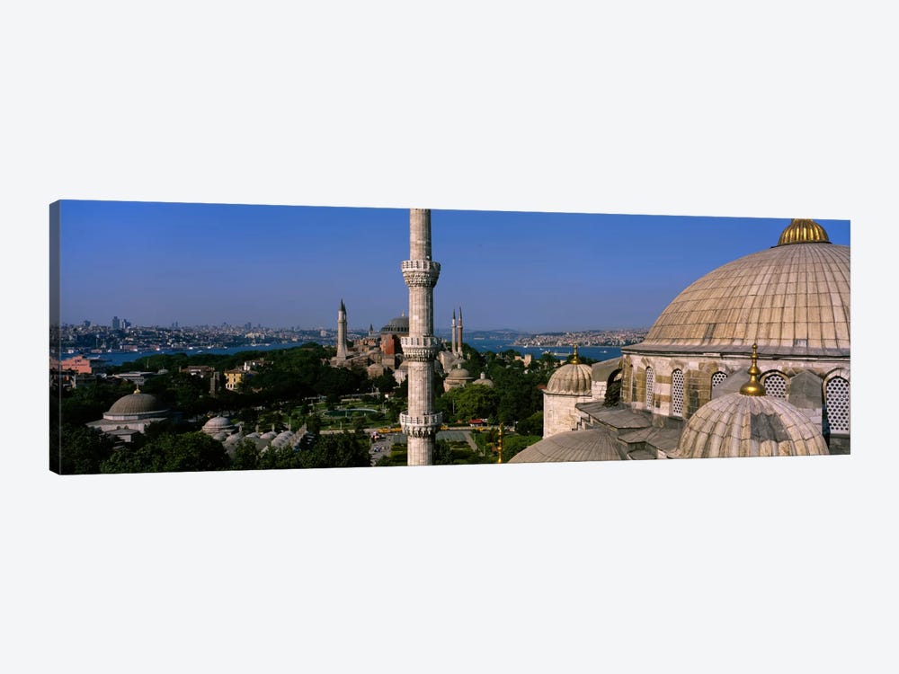 High-Angle View Of Ayasofia Camii (Hagia Sophia) & Sultan Ahmet Camii (Blue Mosque), Istanbul, Turkey by Panoramic Images 1-piece Canvas Print