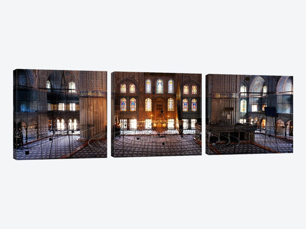 Interiors of a mosqueBlue Mosque, Istanbul, Turkey by Panoramic Images 3-piece Canvas Wall Art