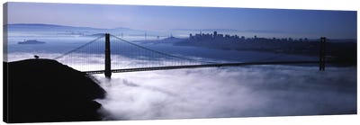 USACalifornia, San Francisco, Fog over Golden Gate Bridge Canvas Art Print - Bridge Art