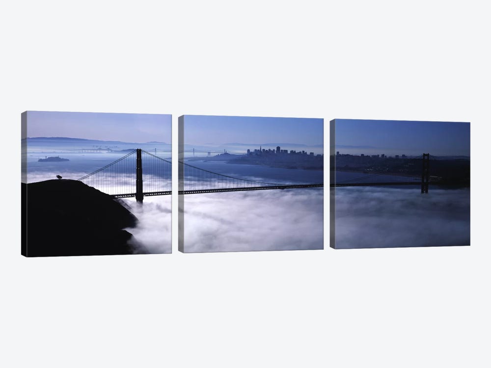 USACalifornia, San Francisco, Fog over Golden Gate Bridge by Panoramic Images 3-piece Art Print