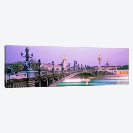 Blurred Motion Lights Under Pont Alexandre III, Paris, Ile-de-France, France Canvas Print #PIM169} by Panoramic Images Art Print