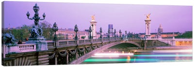 Blurred Motion Lights Under Pont Alexandre III, Paris, Ile-de-France, France Canvas Art Print - Paris Art