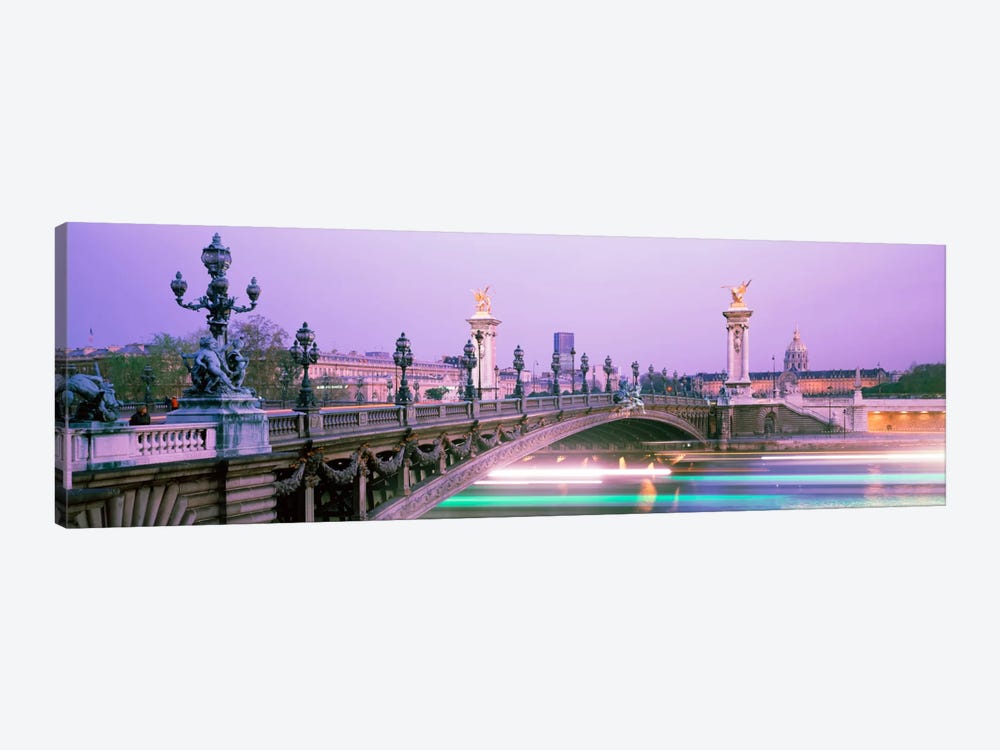 Blurred Motion Lights Under Pont Alexandre III, Paris, Ile-de-France, France by Panoramic Images 1-piece Canvas Artwork