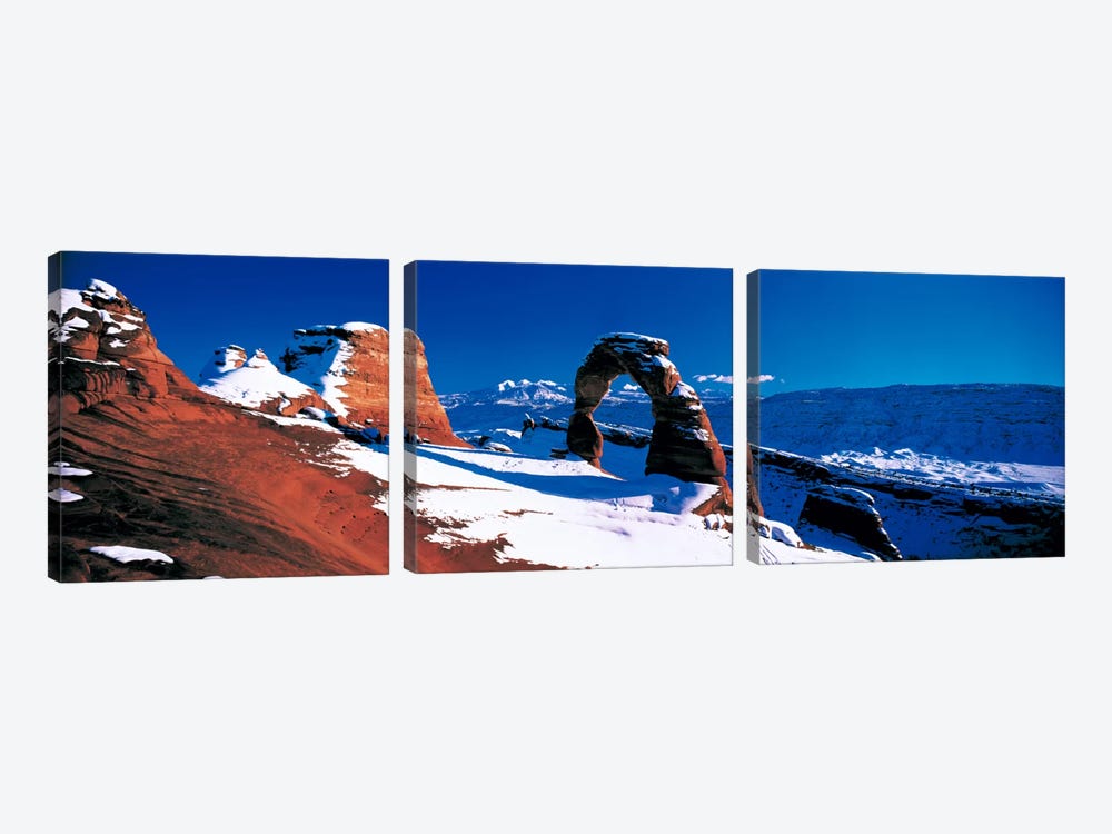 Delicate Arch In Winter, Arches National Park, Utah, USA by Panoramic Images 3-piece Canvas Art Print