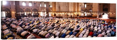 Crowd praying in a mosque, Suleymanie Mosque, Istanbul, Turkey Canvas Art Print - Turkey Art