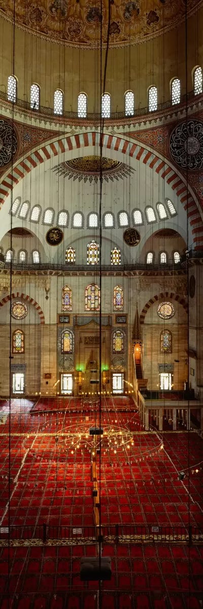 Interiors of a mosque, Suleymanie Mosque, Istanbul, Turkey by Panoramic Images multi panel art