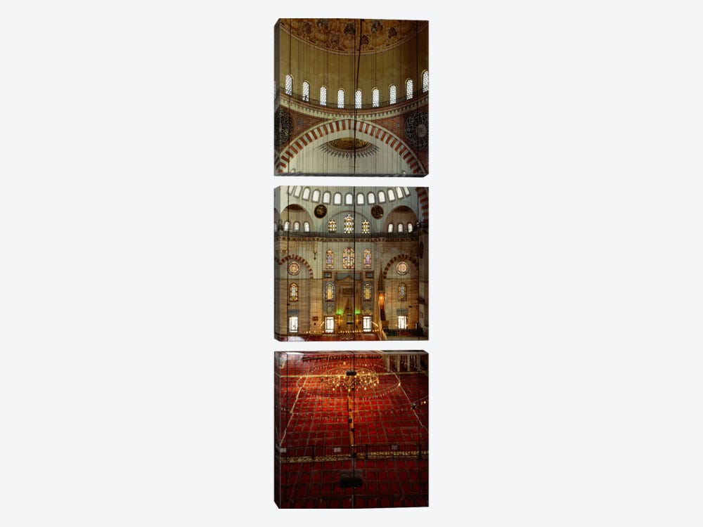 Interiors of a mosque, Suleymanie Mosque, Istanbul, Turkey by Panoramic Images 3-piece Canvas Wall Art