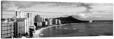Buildings at the coastline with a volcanic mountain in the background, Diamond Head, Waikiki, Oahu, Honolulu, Hawaii, USA #2 Canvas Art Print - Honolulu