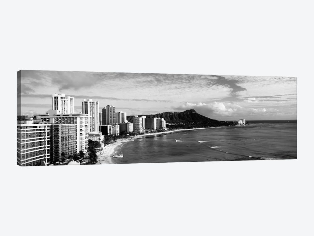 Buildings at the coastline with a volcanic mountain in the background, Diamond Head, Waikiki, Oahu, Honolulu, Hawaii, USA #2 by Panoramic Images 1-piece Canvas Art