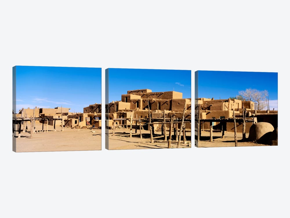 Taos Pueblo, Taos County, New Mexico, USA by Panoramic Images 3-piece Canvas Artwork
