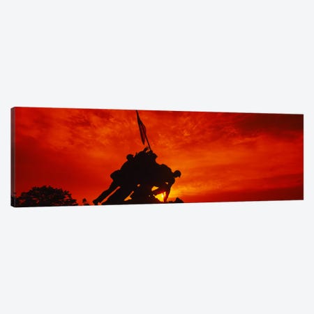 Silhouette of statues at a war memorial, Iwo Jima Memorial, Arlington National Cemetery, Virginia, USA Canvas Print #PIM1711} by Panoramic Images Canvas Print