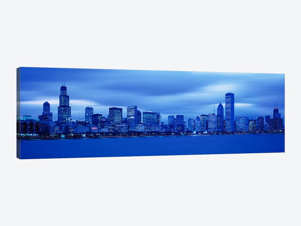 View Of An Urban Skyline At Dusk, Chicago, Illinois, USA by Panoramic Images 1-piece Canvas Artwork