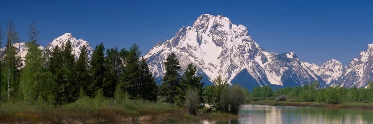 Snow-Covered Mount Moran As Seen From Oxbow Bend, Grand Teton National Park, Wyoming, USA