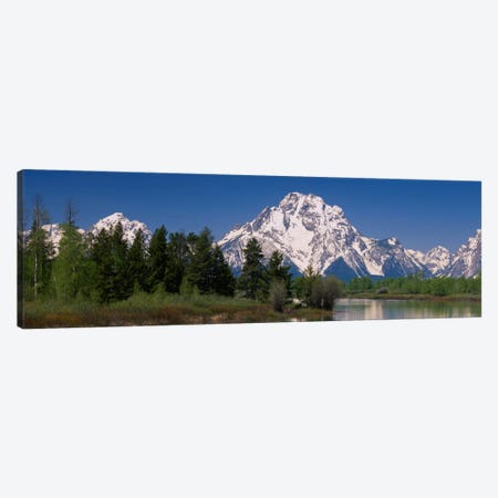 Snow-Covered Mount Moran As Seen From Oxbow Bend, Grand Teton National Park, Wyoming, USA Canvas Print #PIM1721} by Panoramic Images Canvas Art