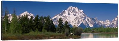 Snow-Covered Mount Moran As Seen From Oxbow Bend, Grand Teton National Park, Wyoming, USA Canvas Art Print - Grand Teton National Park Art