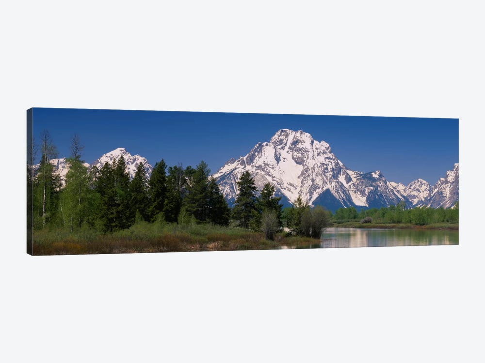 Snow-Covered Mount Moran As Seen From Oxbow Bend, Grand Teton National Park, Wyoming, USA by Panoramic Images 1-piece Canvas Artwork