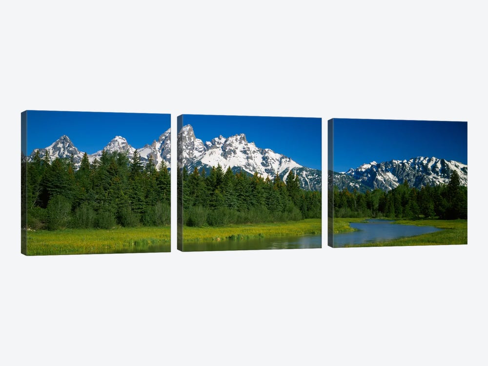 Mountain Landscape, Teton Range, Grand Teton National Park, Wyoming, USA by Panoramic Images 3-piece Canvas Art Print