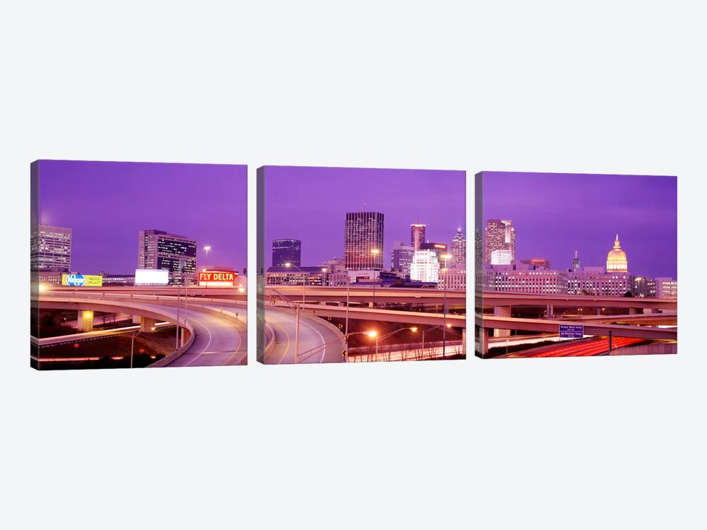 USA, Georgia, Atlanta, Skyline at dusk by Panoramic Images 3-piece Canvas Wall Art