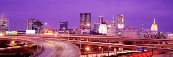 Georgia: USA, Georgia, Atlanta, Skyline at dusk by Panoramic Images