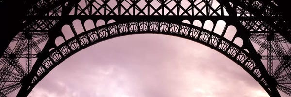 Orchid Pink: Sauvestre's Decorative Grill-Work Arches, Eiffel Tower, Paris, Ile-de-France, France by Panoramic Images