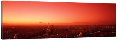 Red Filtered Aerial View, Paris, Ile-de-France, France Canvas Art Print - Paris Photography