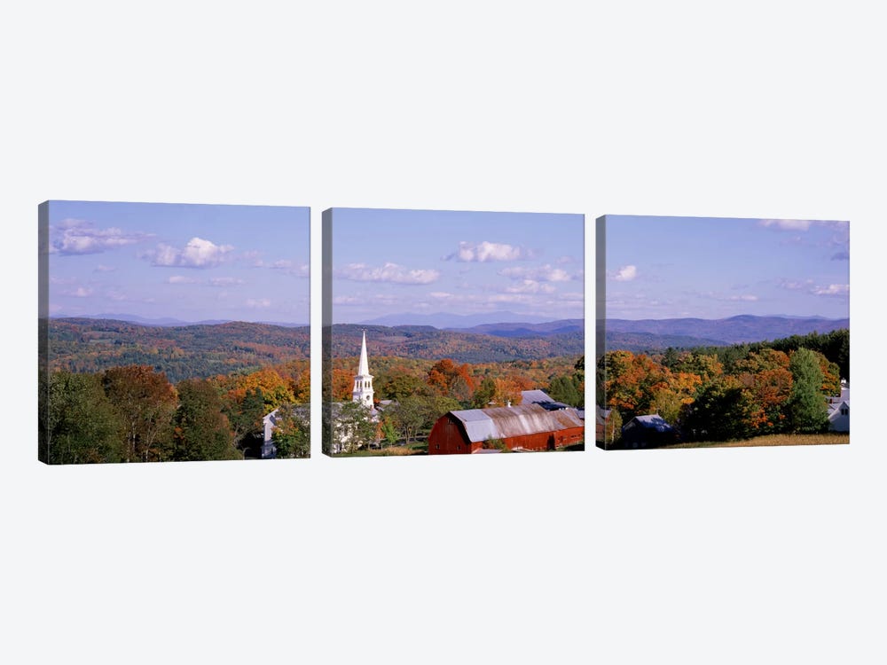 High angle view of barns in a field, Peacham, Vermont, USA by Panoramic Images 3-piece Art Print