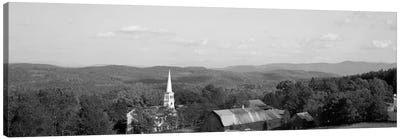 High angle view of barns in a field, Peacham, Vermont, USA #2 Canvas Art Print - Black & White Photography