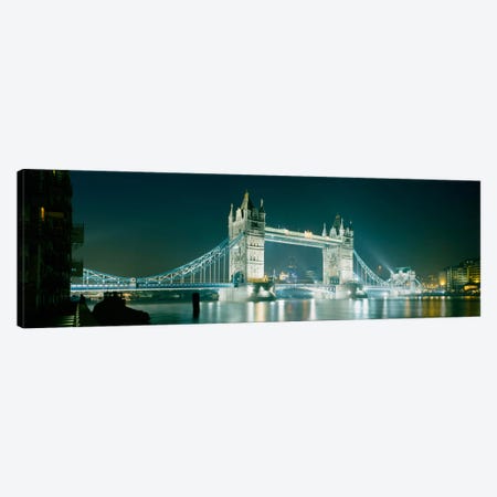 Low angle view of a bridge lit up at nightTower Bridge, London, England Canvas Print #PIM176} by Panoramic Images Art Print
