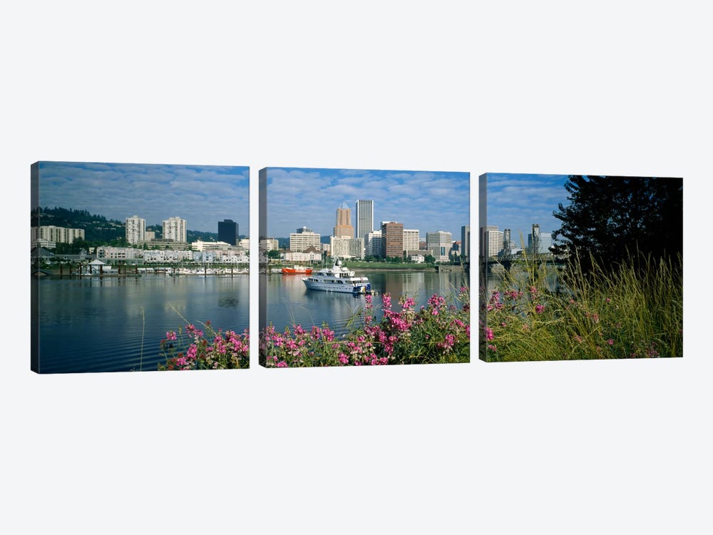 Boat in the sea, Portland, Oregon, USA, 1999 by Panoramic Images 3-piece Canvas Art