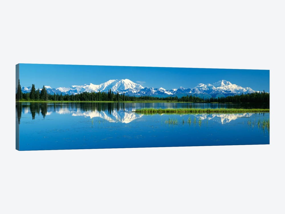 Reflection Of Mountains In Lake, Mt Foraker And Mt Mckinley, Denali National Park, Alaska, USA by Panoramic Images 1-piece Canvas Art Print