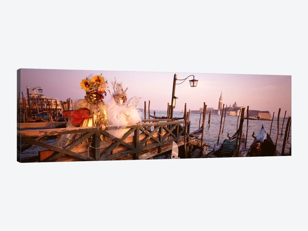 Italy, Venice, St MarkÕs Basin, people dressed for masquerade by Panoramic Images 1-piece Canvas Artwork