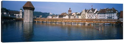 Kapellbrucke & Wasserturm, Lucerne, Switzerland Canvas Art Print - Switzerland Art