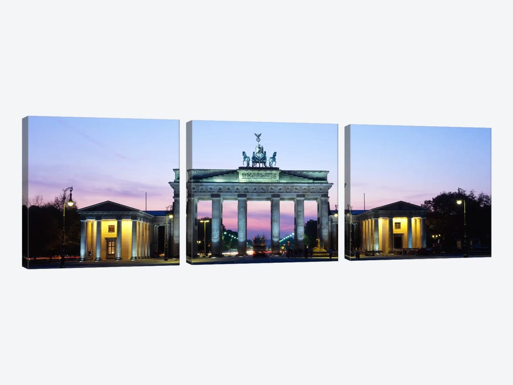 Brandenburg Gate At Dusk, Berlin, Germany by Panoramic Images 3-piece Canvas Art