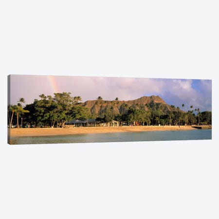USA, Hawaii, Oahu, Honolulu, Diamond Head St Park, View of a rainbow over a beach resort Canvas Print #PIM1790} by Panoramic Images Canvas Art Print