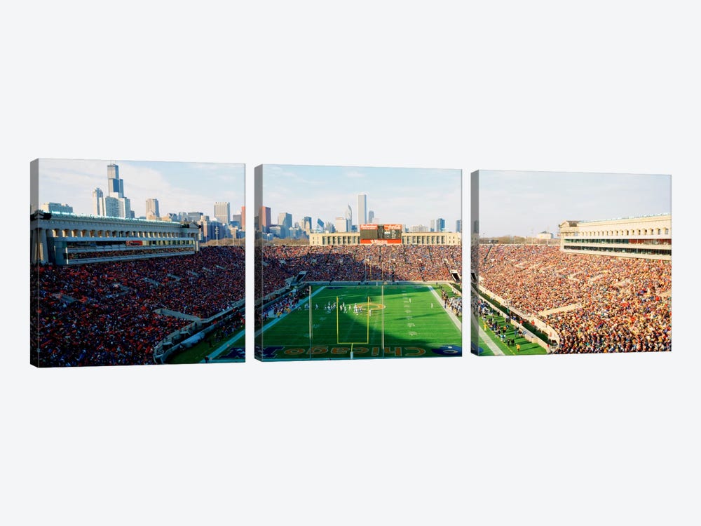 High angle view of spectators in a stadiumSoldier Field (before renovations), Chicago, Illinois, USA by Panoramic Images 3-piece Canvas Artwork
