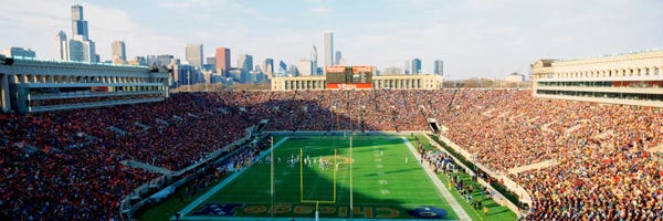 Stadiums: High angle view of spectators in a stadiumSoldier Field (before renovations), Chicago, Illinois, USA by Panoramic Images