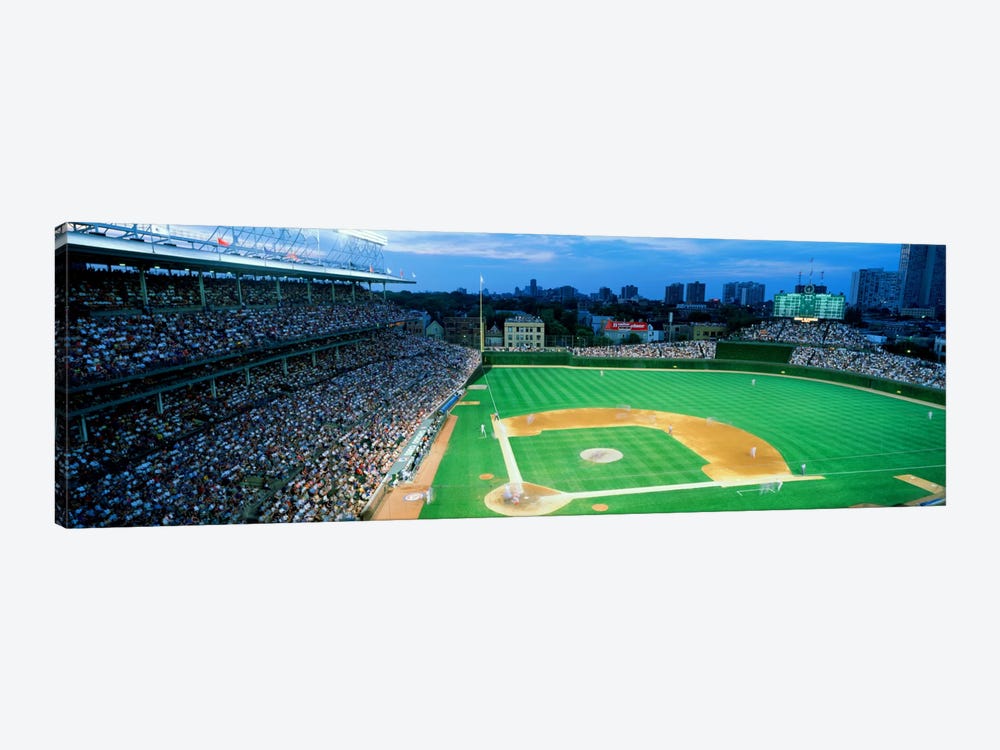 High angle view of spectators in a stadium, Wrigley Field, Chicago Cubs, Chicago, Illinois, USA by Panoramic Images 1-piece Canvas Print