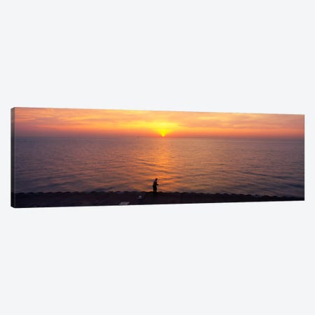Sunset over a lake, Lake Michigan, Chicago, Cook County, Illinois, USA Canvas Print #PIM1797} by Panoramic Images Canvas Art