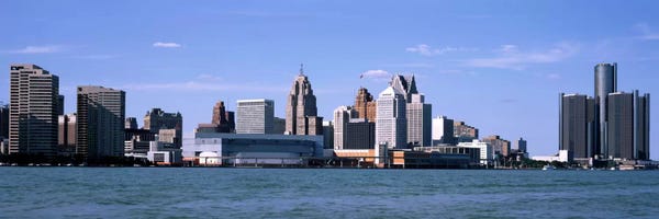 Detroit: Buildings at the waterfront, Detroit, Wayne County, Michigan, USA by Panoramic Images