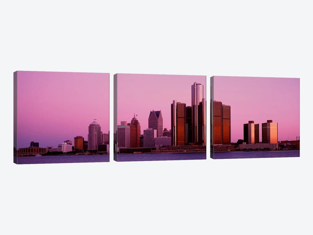 Buildings in a cityDetroit, Michigan, USA by Panoramic Images 3-piece Canvas Artwork