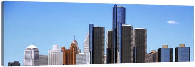 Skyscrapers in a city, Detroit, Wayne County, Michigan, USA Canvas Art Print - Michigan Art