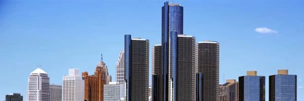 Detroit: Skyscrapers in a city, Detroit, Wayne County, Michigan, USA by Panoramic Images